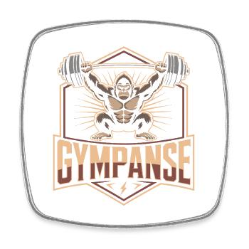 GYMPANSE Gewichtheber Bodybuilding - Viereckiger Kühlschrankmagnet - Weiß - Vorne