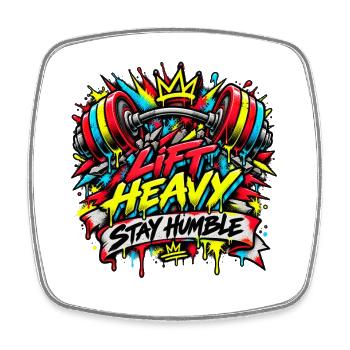 Lift Heavy Stay Humble Graffiti - Viereckiger Kühlschrankmagnet - Weiß - Vorne