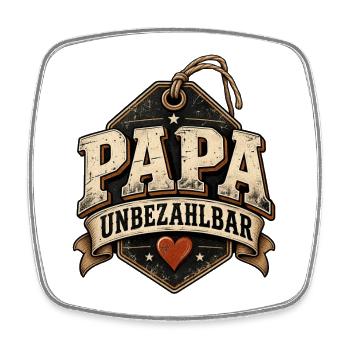 Vatertag Papa - Unbezahlbar Preisschild Retro - Viereckiger Kühlschrankmagnet - Weiß - Vorne