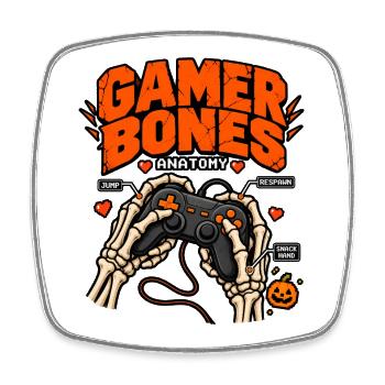Gamer Knochen Anatomie - Viereckiger Kühlschrankmagnet - Weiß - Vorne