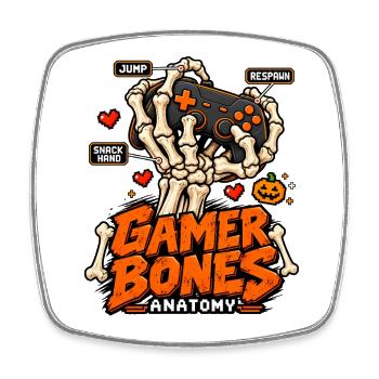Gamer Bones Anatomie Controller - Viereckiger Kühlschrankmagnet - Weiß - Vorne