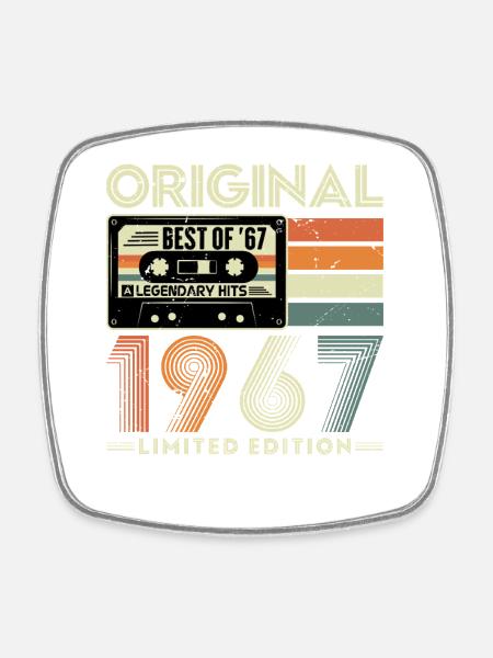 Original 1967 Jahrgang Vintage Geburtstag Retro - Viereckiger Kühlschrankmagnet - Weiß
