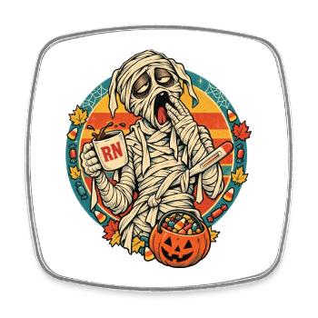Mumie mit Kürbisbeute Halloween - Viereckiger Kühlschrankmagnet - Weiß - Vorne
