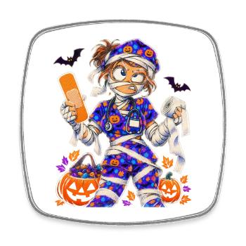 Halloween-Mummy Krankenschwester - Viereckiger Kühlschrankmagnet - Weiß - Vorne