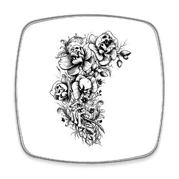 Vintage-Blumenskelett – Gothic Skulls und Dark B - Viereckiger Kühlschrankmagnet - Weiß - Vorne