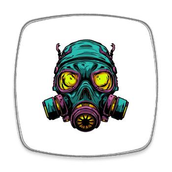 Neon Gasmaske Kopfdesign - Viereckiger Kühlschrankmagnet - Weiß - Vorne