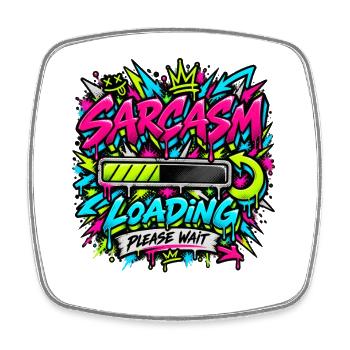 Sarcasm Loading Neon Graffiti - Viereckiger Kühlschrankmagnet - Weiß - Vorne