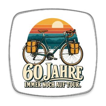 60 Jahre Tour: Retro Fahrradreise - Viereckiger Kühlschrankmagnet - Weiß - Vorne