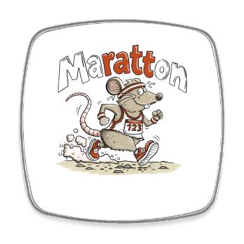 Maratton Ratte Marathon Läufer Humor Design - Viereckiger Kühlschrankmagnet - Weiß - Vorne