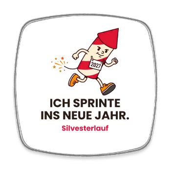 Ich sprinte ins neue Jahr Silvesterlauf 2027 - Viereckiger Kühlschrankmagnet - Weiß - Vorne