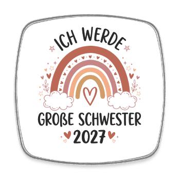 Große Schwester 2027 Boho Regenbogen - Viereckiger Kühlschrankmagnet - Weiß - Vorne