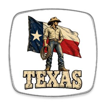 Texas Cowboy Flagge - Viereckiger Kühlschrankmagnet - Weiß - Vorne