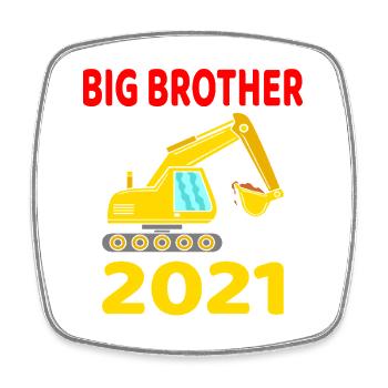 Big Brother 2021 Bagger Großer Bruder 2021 Bald - Viereckiger Kühlschrankmagnet - Weiß - Vorne