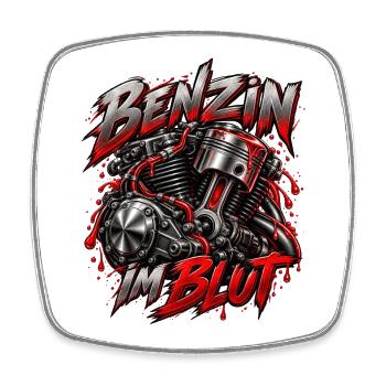 Mottorad - Benzin im Blut Motorradfahren Biker/in - Viereckiger Kühlschrankmagnet - Weiß - Vorne