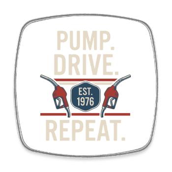 Pump Drive Repeat Vintage Zapfpistole Fuel - Viereckiger Kühlschrankmagnet - Weiß - Vorne