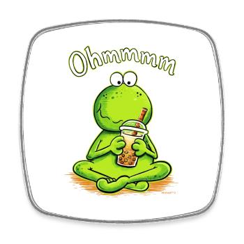 Bubble Tea Frosch Ohmmmm Boba Humor - Viereckiger Kühlschrankmagnet - Weiß - Vorne