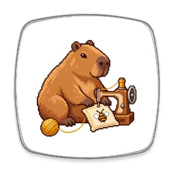 Capybara Pixel Art Designerin – Näherin - Viereckiger Kühlschrankmagnet - Weiß - Vorne