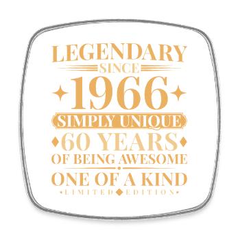 Legendary since 1966 Simply Unique 60th Birthday - Viereckiger Kühlschrankmagnet - Weiß - Vorne