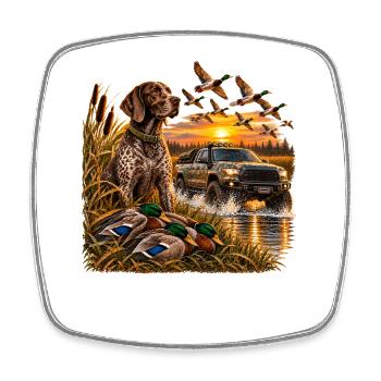 Vintage Hunting Truck Duck Hunting Dog Rustic Outd - Viereckiger Kühlschrankmagnet - Weiß - Vorne