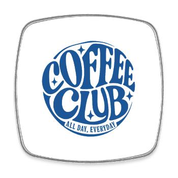 Coffee Club - Viereckiger Kühlschrankmagnet - Weiß - Vorne