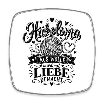 Häkeloma Aus Wolle wird Liebe gemacht - Viereckiger Kühlschrankmagnet - Weiß - Vorne
