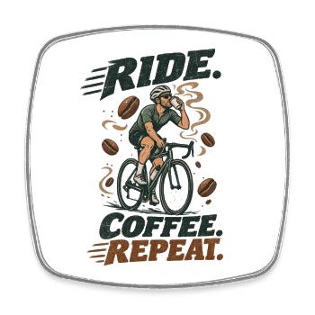 Ride Coffee Repeat Fahrrad Kaffee - Viereckiger Kühlschrankmagnet - Weiß - Vorne