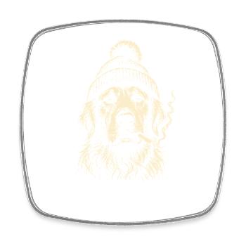 Vintage Smoking Golden Retriever Beanie Dog Meme  - Viereckiger Kühlschrankmagnet - Weiß - Vorne