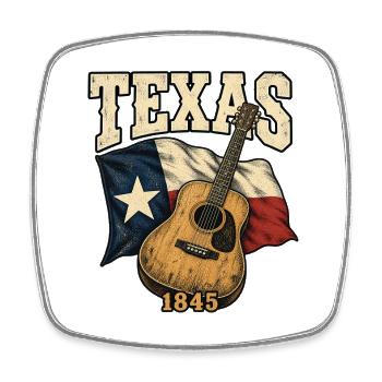 Texas Musik 1845 Gitarre - Viereckiger Kühlschrankmagnet - Weiß - Vorne