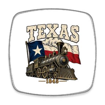 Texas Eisenbahn 1845 Vintage - Viereckiger Kühlschrankmagnet - Weiß - Vorne