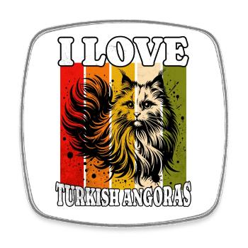 I Love Turkish Angora - Viereckiger Kühlschrankmagnet - Weiß - Vorne