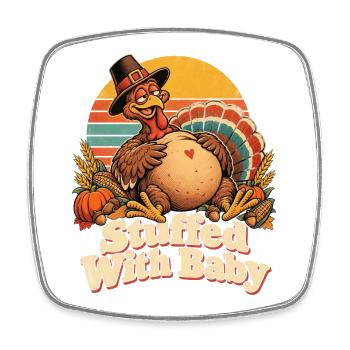 Thanksgiving Stuffed With Baby Truthahn Retro - Viereckiger Kühlschrankmagnet - Weiß - Vorne