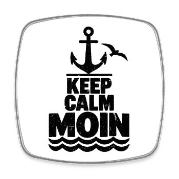 Keep Calm Moin – Maritimer Grunge Look  - Viereckiger Kühlschrankmagnet - Weiß - Vorne