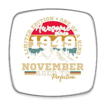 November 1949 Vintage-Retro-Geburtstag - Viereckiger Kühlschrankmagnet - Weiß - Vorne