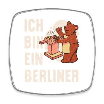Ich bin ein Berliner – BBQ Bär Grillen Geschenk - Viereckiger Kühlschrankmagnet - Weiß - Vorne