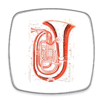 Tuba Zeichnung - Viereckiger Kühlschrankmagnet - Weiß - Vorne