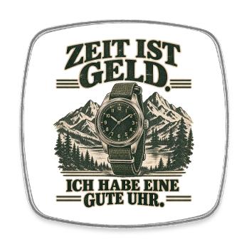 Zeit ist Geld: Gute Uhr Vintage Uhrenfan - Viereckiger Kühlschrankmagnet - Weiß - Vorne