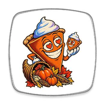 Herbstkuchen-Lächel-Schnitte - Viereckiger Kühlschrankmagnet - Weiß - Vorne