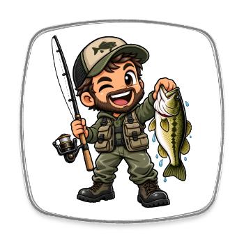 Angler Kawaii Style – Süßes Angelmotiv - Viereckiger Kühlschrankmagnet - Weiß - Vorne