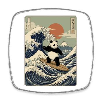 Panda, Surfen, Japanisch, Surfer, Pandabär - Viereckiger Kühlschrankmagnet - Weiß - Vorne