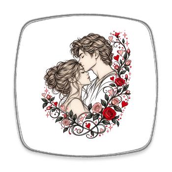 Liebespaar Rosen Valentinstag Romantik Pärchen - Viereckiger Kühlschrankmagnet - Weiß - Vorne