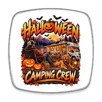 Halloween Camping Crew Motiv - Viereckiger Kühlschrankmagnet - Weiß - Vorne