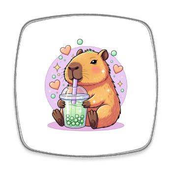 Kawaii Boba-Haustier mit Herz - Viereckiger Kühlschrankmagnet - Weiß - Vorne