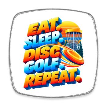 Eat. Sleep. Disc Golf. Repeat. - Viereckiger Kühlschrankmagnet - Weiß - Vorne