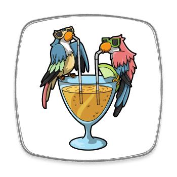 Papageien Cocktail Humor - Viereckiger Kühlschrankmagnet - Weiß - Vorne