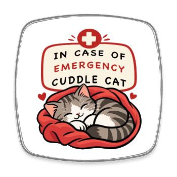 Notfall-Kuschelkatze - Viereckiger Kühlschrankmagnet - Weiß - Vorne