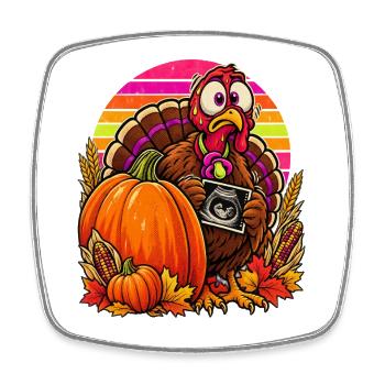 Thanksgiving Truthahn Schwangerschaftsankündigung - Viereckiger Kühlschrankmagnet - Weiß - Vorne