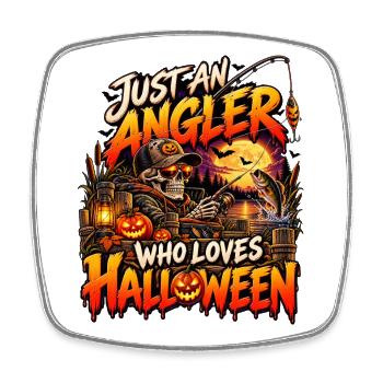 Nur ein Angler der Halloween mag - Viereckiger Kühlschrankmagnet - Weiß - Vorne