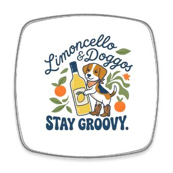 Lustiger Limoncello Stay Groovy Hund - Viereckiger Kühlschrankmagnet - Weiß - Vorne
