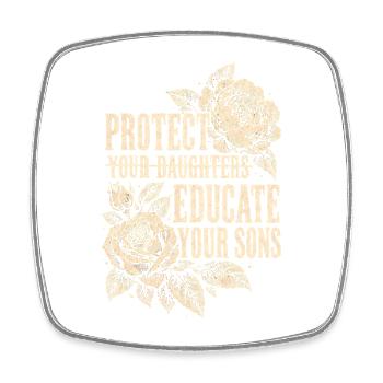 Protect Your Daughters Educate Your Sons Floral - Viereckiger Kühlschrankmagnet - Weiß - Vorne
