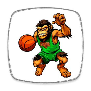 Schimpansen Basketballerin / Basketball Affe - Viereckiger Kühlschrankmagnet - Weiß - Vorne